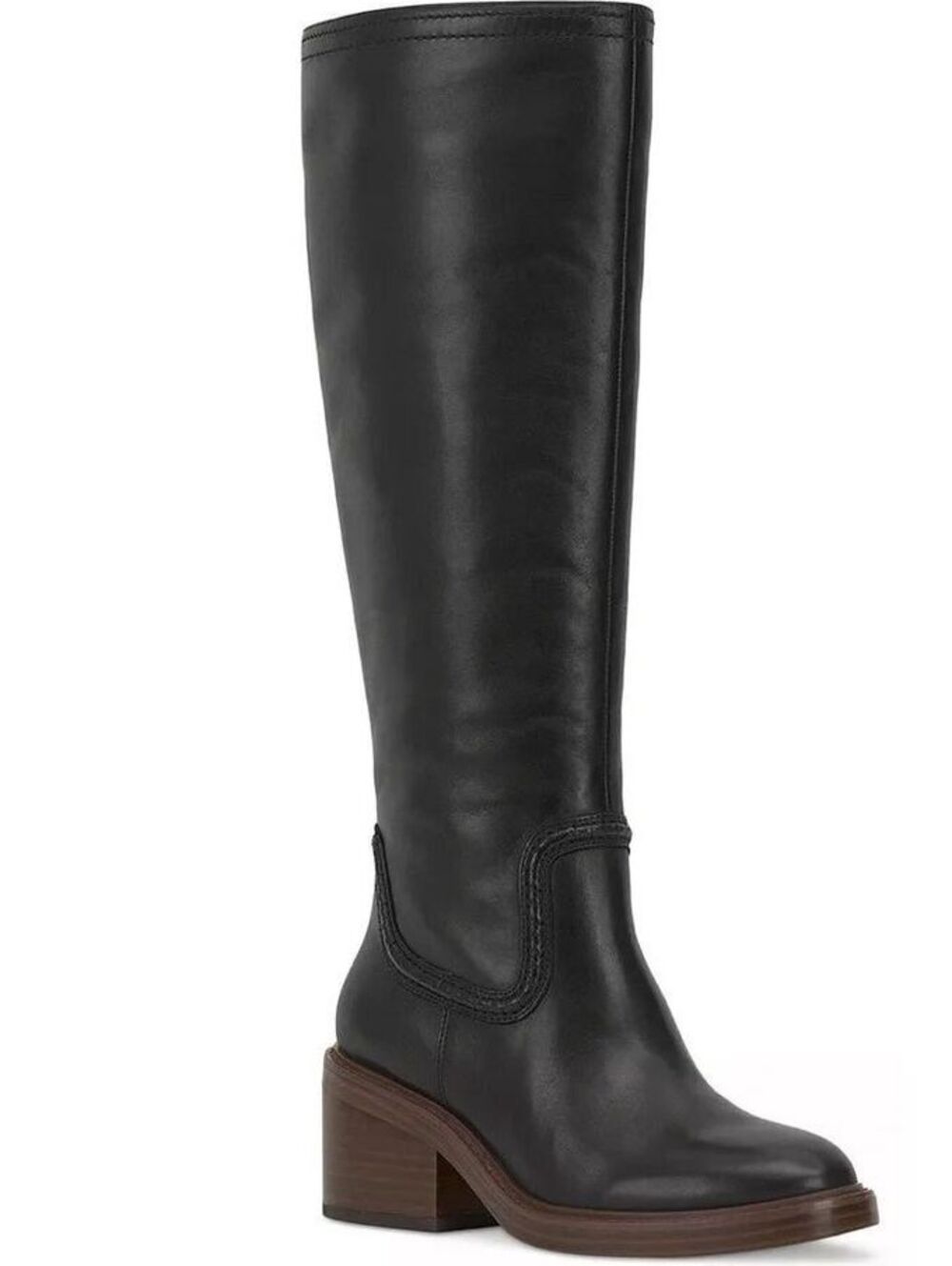 Vince Camuto Vuliann Black Leather Knee-High Boot Size 11 New No Box Was $239